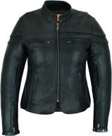 women's black waxed soft cowhide leather sporty scooter crossover biker motorcycle riding jacket by vance leathers usa logo