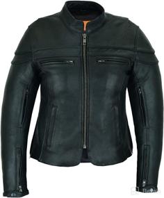 img 4 attached to Women's Black Waxed Soft Cowhide Leather Sporty Scooter Crossover Biker Motorcycle Riding Jacket by Vance Leathers USA