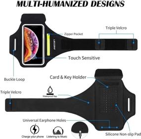 img 1 attached to 🏃 Running Armband with Airpods Zipper Pocket - Cell Phone Holder for iPhone 12 Pro Max/12 Pro/11 Pro Max/11/11 Pro/XR/XS, Galaxy S20 S10 S9 Plus - Sweatproof Arm Band with Card/Key Bag