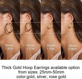 img 1 attached to 14K Gold Plated 925 Sterling Silver Chunky Hoop Earrings For Women - Thick Gold Hoops
