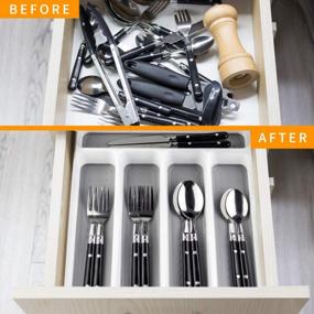 img 2 attached to Organize Your Kitchen Drawers With The LeMuna Silverware Tray - 5 Compartments And Non-Slip Features!