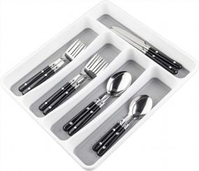 img 4 attached to Organize Your Kitchen Drawers With The LeMuna Silverware Tray - 5 Compartments And Non-Slip Features!