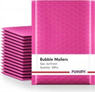 6x10 inch pink bubble mailers 50 pack - self-seal adhesive padded envelopes, water resistant fuxury shipping envelopes for packaging, small business, bulk mailing logo