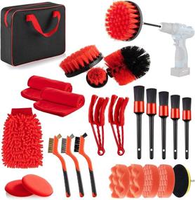 img 4 attached to 🚗 Complete 26 Pcs Car Cleaning Tools Kit with Carry Bag - Driller Attachment Set, All-Purpose Brushes for Interior, Exterior, Wheels, Leather, Air Vents & More!