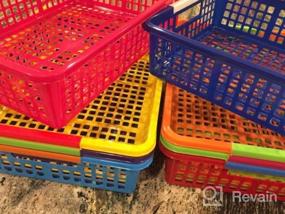 img 7 attached to Magicfly Paper Organizer Basket, Pack Of 8, Colorful Plastic Bins With Handles, Classroom Office File Holder, Plastic Baskets Organization Trays With Paper Clips For School Supplies, Drawers, Office