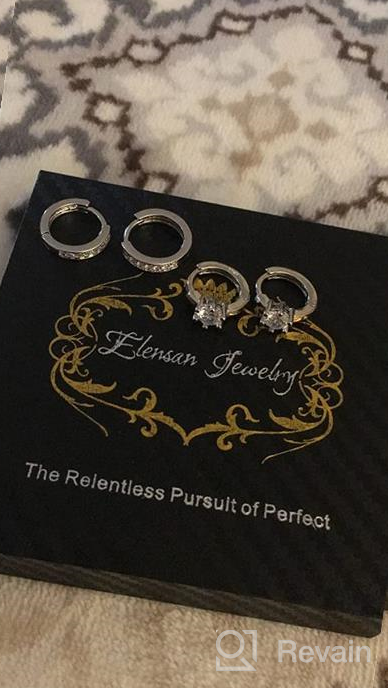 img 1 attached to 💎 Stylish Cubic Zirconia Cartilage Hoop Earrings Set for Women - Sterling Silver Hypoallergenic Crystal CZ Huggies with Rhinestones; Perfect for Girls and Teens". review by Cheryl Williams