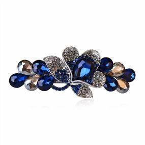 img 4 attached to Luxury Rhinestone Hair Barrette Clip By Sankuwen Flower - Deep Blue, Style C - Jewelry Design