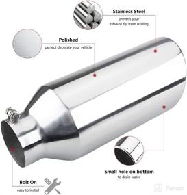 img 1 attached to 🚗 Universal Diesel Exhaust Tip - LCGP 4" Inlet, 7" Outlet, 18" Long Tail Tip - Polished & Rolled Angle Cut - Bolt-On Stainless Steel