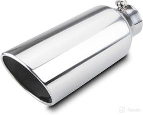 img 4 attached to 🚗 Universal Diesel Exhaust Tip - LCGP 4" Inlet, 7" Outlet, 18" Long Tail Tip - Polished & Rolled Angle Cut - Bolt-On Stainless Steel