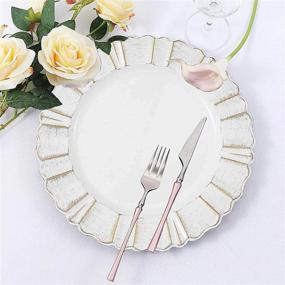img 3 attached to Set Of 6-13 White Plastic Charger Plates With Waved Scalloped Rim For Weddings, Receptions & Banquets!