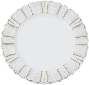 img 1 attached to Set Of 6-13 White Plastic Charger Plates With Waved Scalloped Rim For Weddings, Receptions & Banquets!