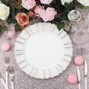 img 4 attached to Set Of 6-13 White Plastic Charger Plates With Waved Scalloped Rim For Weddings, Receptions & Banquets!