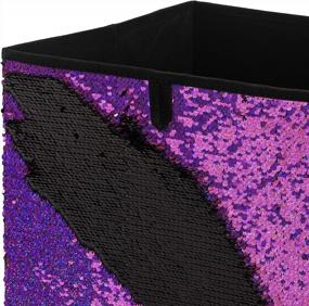 img 1 attached to Efficient and Chic: Organize It All Collapsible Fabric Sequin Storage Cube Bin (Pink to Black)