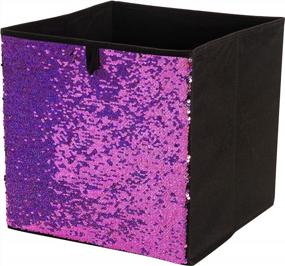 img 4 attached to Efficient and Chic: Organize It All Collapsible Fabric Sequin Storage Cube Bin (Pink to Black)