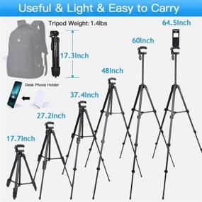 img 2 attached to 📸 Lusweimi 60-Inch Tripod for iPad iPhone: Camera Tripod with 2-in-1 Mount Holder, Carry Bag, Wireless Remote – Perfect for Photography, Video, Cell Phone, Tablet, Webcam, GoPro