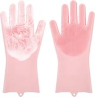 🧤 kitchen silicone dishwashing gloves, reusable silicone scrub cleaning gloves for better rubber washing logo