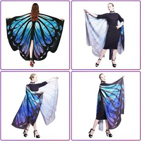 img 3 attached to Starry Blue Butterfly Shawl For Women - Fairy Ladies Cape, Nymph Pixie Costume Accessory