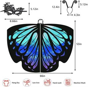 img 1 attached to Starry Blue Butterfly Shawl For Women - Fairy Ladies Cape, Nymph Pixie Costume Accessory