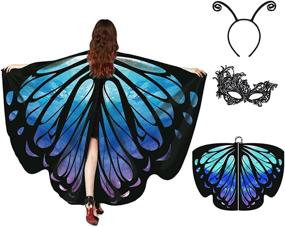 img 4 attached to Starry Blue Butterfly Shawl For Women - Fairy Ladies Cape, Nymph Pixie Costume Accessory