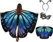 starry blue butterfly shawl for women - fairy ladies cape, nymph pixie costume accessory logo