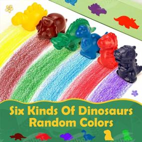 img 1 attached to Colorful Dino Delight: карандаши Gibot Palm Grip для детей - нетоксичные и моющиеся (6 цветов)
