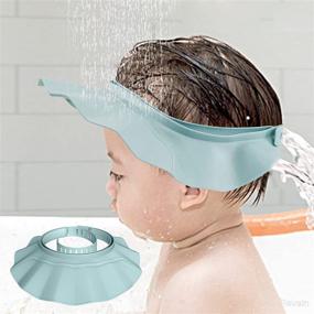 img 4 attached to 🛁 Baby Shower Cap Bath Visor - Adjustable Silicone Bathing Cap for Infants, Toddlers, Kids - Provides Eye and Ear Protection - Shampoo Cap - (Blue, 6mo-12yrs/15.8-22.8In)