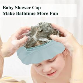 img 2 attached to 🛁 Baby Shower Cap Bath Visor - Adjustable Silicone Bathing Cap for Infants, Toddlers, Kids - Provides Eye and Ear Protection - Shampoo Cap - (Blue, 6mo-12yrs/15.8-22.8In)