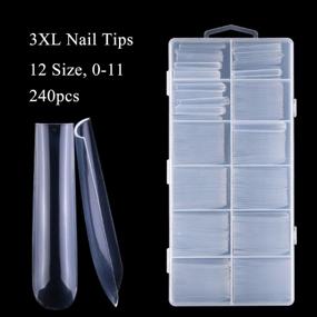 img 1 attached to 240Pcs Clear Extra Long Tapered Square Fake Nails - AddFavor 3XL Full Cover Nail Tips For Salon Quality Manicures At Home