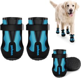 img 4 attached to 🐾 VOOPET Hot Pavement Dog Booties with Reflective Straps - Waterproof Paw Protectors, Non-Slip Dog Shoes for Hiking, Snowy Conditions, and Mud