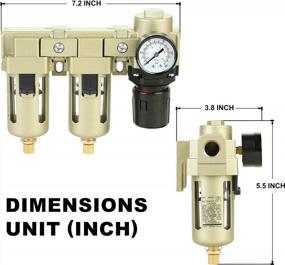 img 1 attached to Hromee Compressed Air Filter Regulator Combo With Pressure Gauge And Semi-Auto Drain - 3/8 Inch, For Air Compressor Water Oil Trap Separator