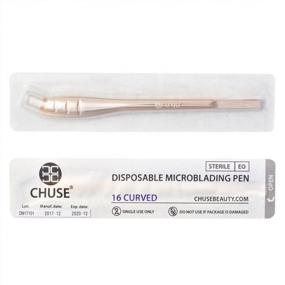 img 3 attached to Disposable Microblading Pen Kit With Sterile Microblades - CHUSE M66 16 Curved, 5Pcs (Gold)