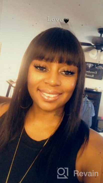 img 1 attached to 👩 Pizazz 9A Lace Front Human Hair Wigs for Black Women - 150% Density Remy Brazilian Straight Human Hair Wigs with Bangs review by Johnny Spencer