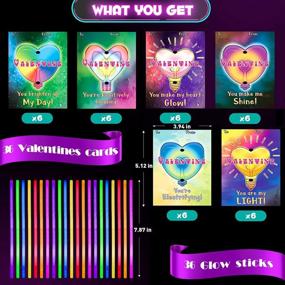 img 3 attached to Valentine'S Day Gift Card Pack For Kids - Includes 36 Greeting Cards And Glow Sticks For Classroom Exchange, Game Prizes And Party Favors