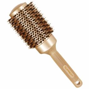 img 4 attached to Round Brush SUPRENT Round Brush With Natural Boar Bristles,Nano Thermic Ceramic Coating & Ionic Roller Hairbrush For Blow Drying, Curling&Straightening, Volume&Shine (3.3" & Barrel 2")