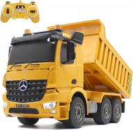 🚚 fisca 1/20 scale 6 channel 2.4ghz rc dump truck construction vehicle toy with led lights and simulation sound for kids - remote control truck logo