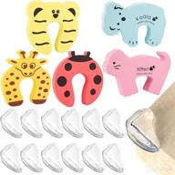 👶 complete baby safety set: 17pcs finger pinch guard with corner protector, cartoon animal door stopper, baby finger protector - ultimate room security for kids and pets logo