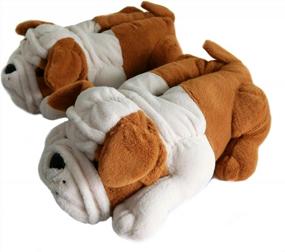 img 4 attached to Furry Fun: Stay Warm And Cozy With Our Bulldog Animal Dog Slippers For Adult Women, Men, And Kid!