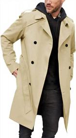 img 4 attached to Stay Stylish In Any Weather With PASLTER Men'S Slim Fit Trench Coat: Double Breasted, Belted And Windproof