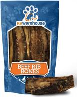 k9warehouse smoked beef rib bones: the perfect dog chews for aggressive chewers, meaty and savory flavor with no rawhide, 8-pack of long lasting 6"-7" bones логотип