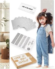 img 4 attached to LOOKEY Growth Chart Mirror: Height Ruler with Decal Stickers for Nursery Wall Decor, Playroom, and Daycare – Shatterproof Acrylic Sheet, Peel and Stick Montessori Body Mirror for Kids and Toddlers