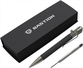 img 4 attached to Bastion Bolt Pen: Carbon Fiber And Stainless Steel Design With Extra Black Ink Cartridge For Women And Men. Fine Point (0.5Mm) Gift Ballpoint Pen Combo With 1 Standard Ink Refill.