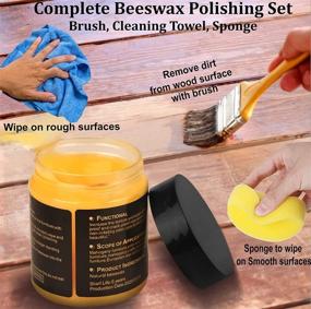 img 3 attached to 🐝 SUFFICIENT SET Beeswax Furniture Polish with Brush, Sponge, and Cotton Towel - US-SAK Organic Wood Seasoning Beeswax for Furniture, Wood Tables, Chairs, Cabinets.