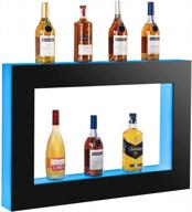wall mounted lighted liquor bottle display, 2 step 36 inch 20 colors illuminated bar bottle shelf 2-tier commercial home bar bottle display drinks acrylic lighting shelves with 44-key remote control logo