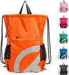 water-resistant drawstring backpack with pockets - ideal sports sackpack, string bag and gym sack for men and women by trailkicker logo