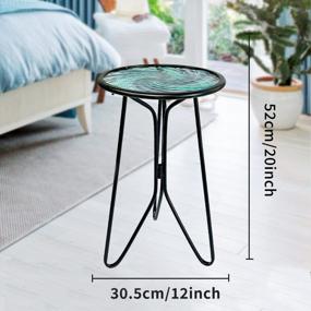 img 2 attached to Small Round Metal End Table - LIFFY Patio Side Table For Indoor And Outdoor Decor (12In Glass Top)