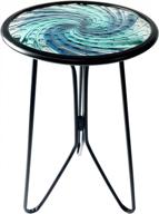 small round metal end table - liffy patio side table for indoor and outdoor decor (12in glass top) logo