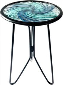 img 4 attached to Small Round Metal End Table - LIFFY Patio Side Table For Indoor And Outdoor Decor (12In Glass Top)