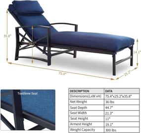 img 3 attached to Outdoor Lounge Chair With Adjustable Back And Thick Cushions - All-Weather Frame - Blue - PatioFestival