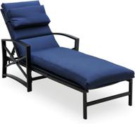 открытый шезлонг с регулируемой спинкой и толстыми подушками - всепогодная рама - синий - patiofestival логотип