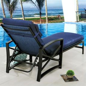 img 1 attached to Outdoor Lounge Chair With Adjustable Back And Thick Cushions - All-Weather Frame - Blue - PatioFestival